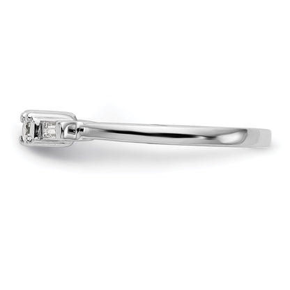 0.18ct. CZ Solid Real 14K White Gold 3-Stone Peg Set Engagement Ring