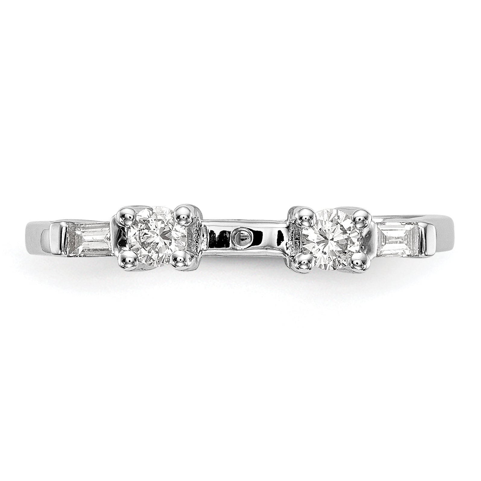 0.18ct. CZ Solid Real 14K White Gold 3-Stone Peg Set Engagement Ring