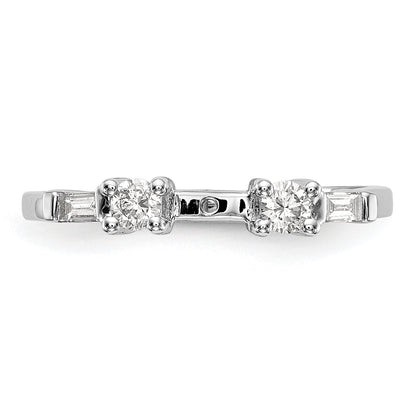 0.18ct. CZ Solid Real 14K White Gold 3-Stone Peg Set Engagement Ring