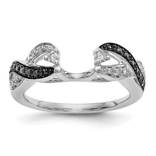 14K White Gold Black & White Real Diamond Wrap