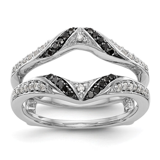 14K White Gold Black & White Real Diamond Guard