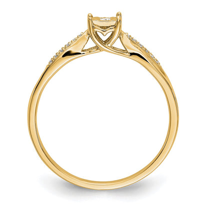 0.08ct. CZ Solid Real 14K Yellow Gold Complete Engagement Ring