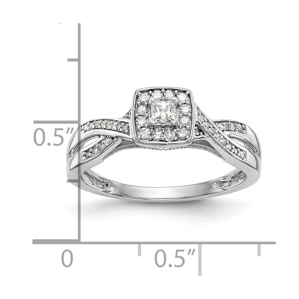 14K White Gold Complete Real Diamond Promise/Engagement Ring