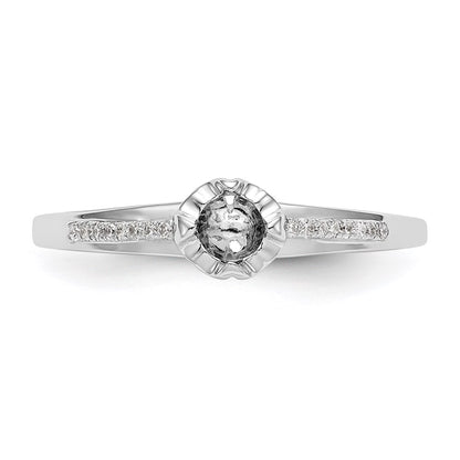 14K White Gold Complete Real Diamond Promise/Engagement Ring