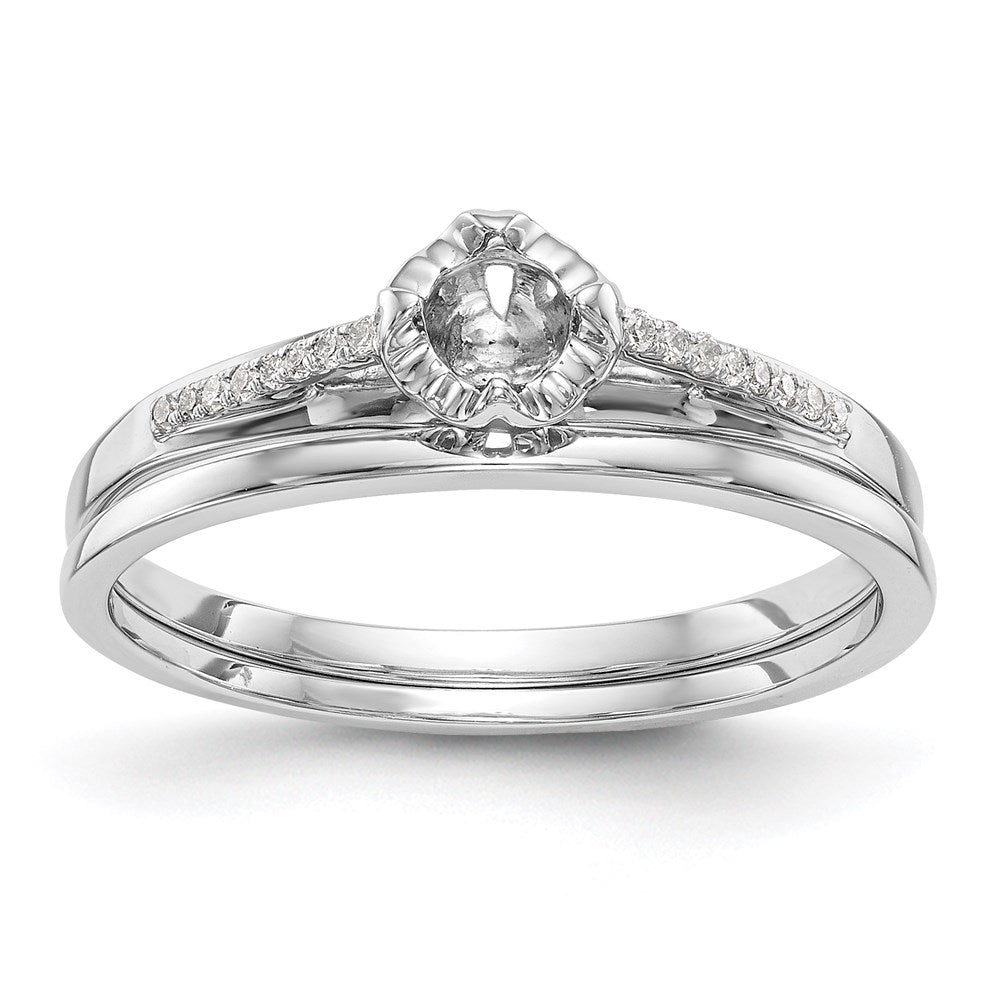 14K White Gold Complete Real Diamond Promise/Engagement Ring