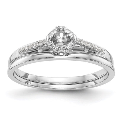 14K White Gold Complete Real Diamond Promise/Engagement Ring