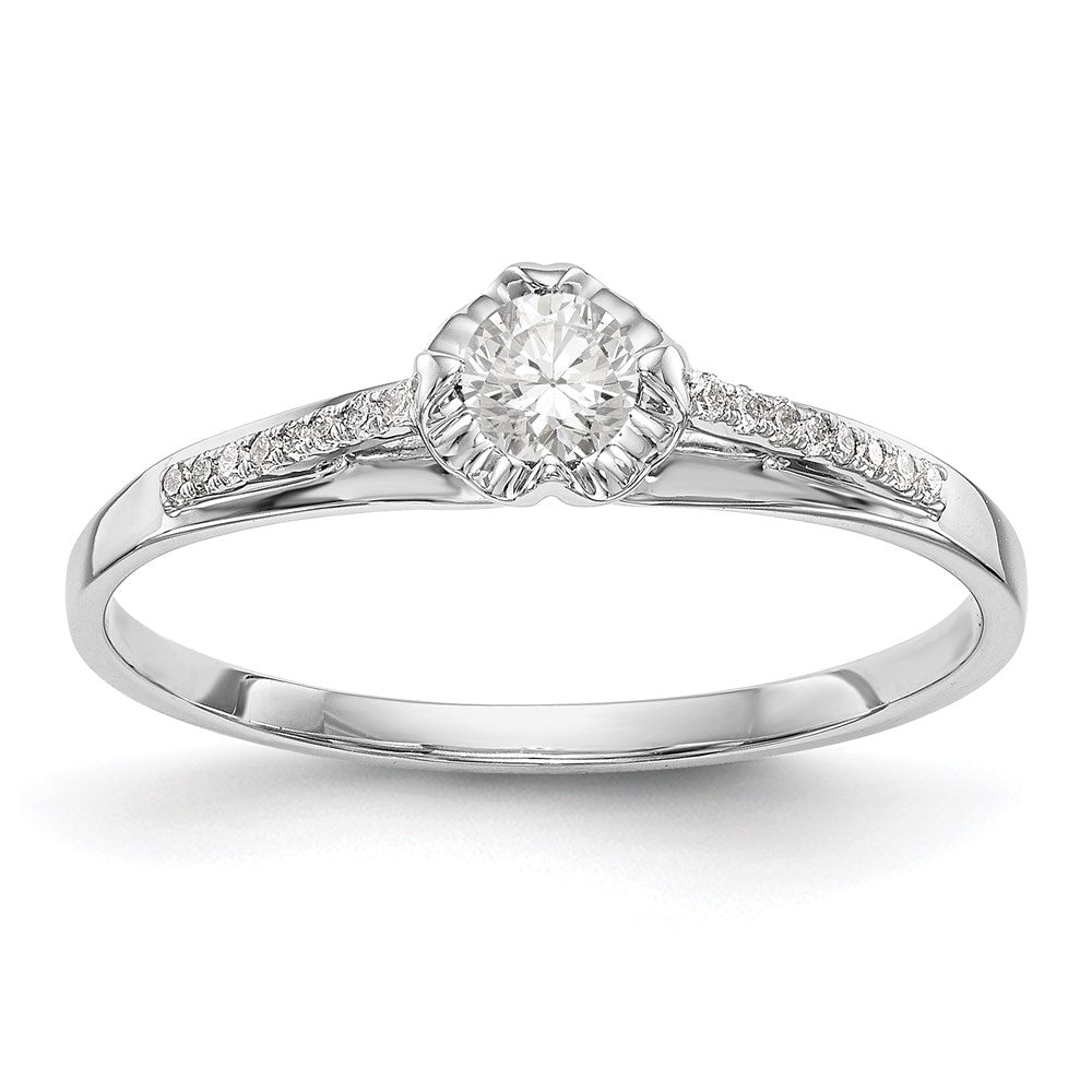 14K White Gold Complete Real Diamond Promise/Engagement Ring