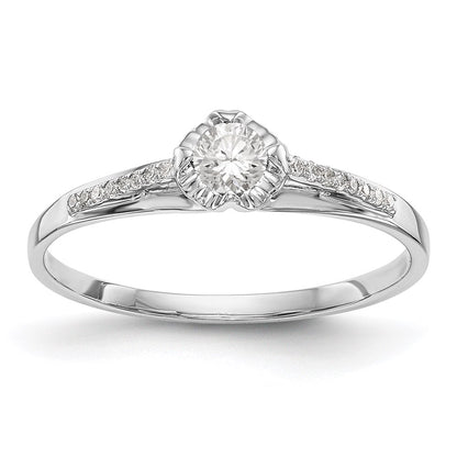 14K White Gold Complete Real Diamond Promise/Engagement Ring