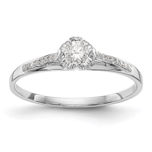 14K White Gold Complete Real Diamond Promise/Engagement Ring