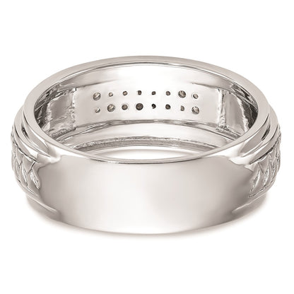 14K White Gold Real Diamond Trio Men's Wedding Band