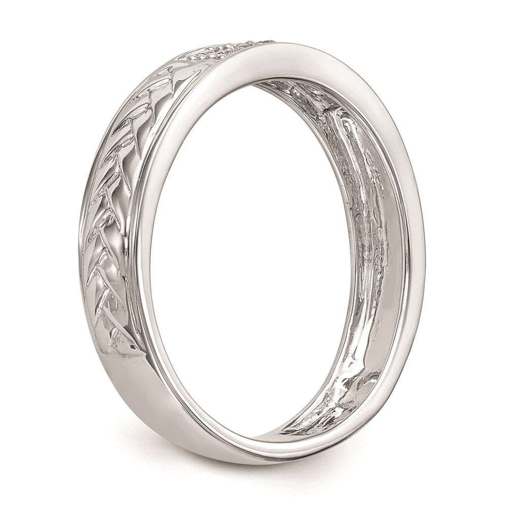 14K White Gold Real Diamond Trio Ladies Wedding Band