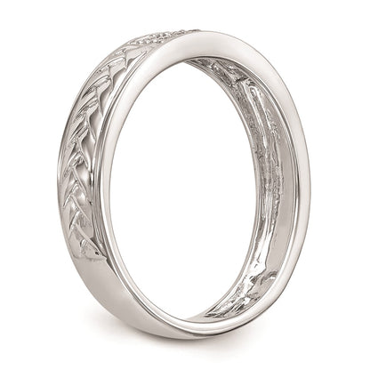 14K White Gold Real Diamond Trio Ladies Wedding Band
