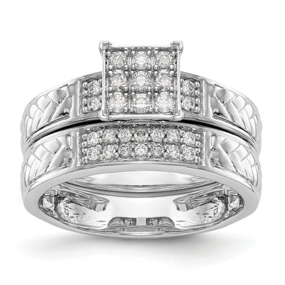 0.17ct. CZ Solid Real 14K White Gold Trio Cluster Engagement Ring