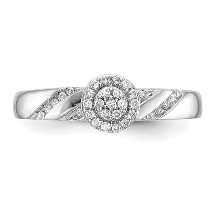 0.16ct. CZ Solid Real 14K White Gold Complete Trio Cluster Engagement Ring