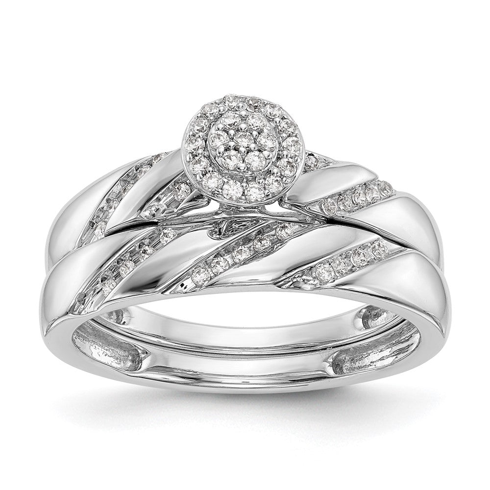 10k white gold complete real diamond trio cluster engagement ring rm3165e 016 0waa