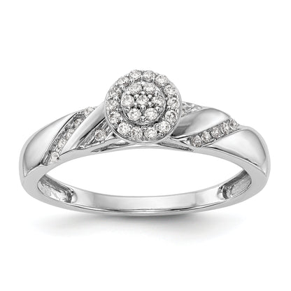 0.16ct. CZ Solid Real 14K White Gold Complete Trio Cluster Engagement Ring