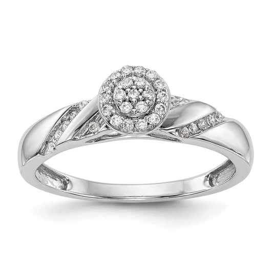 0.16ct. CZ Solid Real 14K White Gold Complete Trio Cluster Engagement Ring