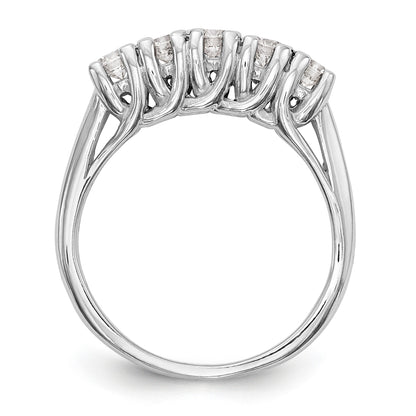 0.58ct. CZ Solid Real 14K White Gold 5-Stone Wedding Band Ring
