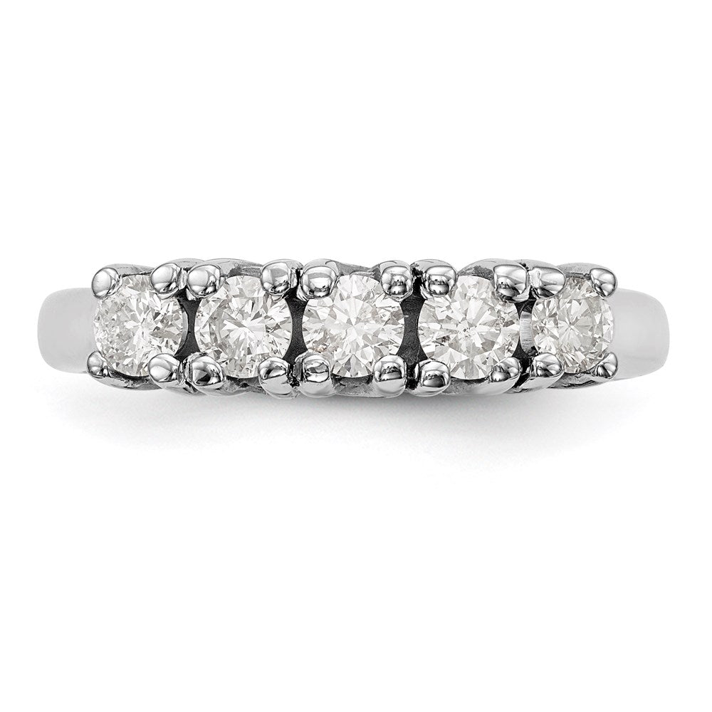 14K White Gold 5-Stone Real Diamond Band