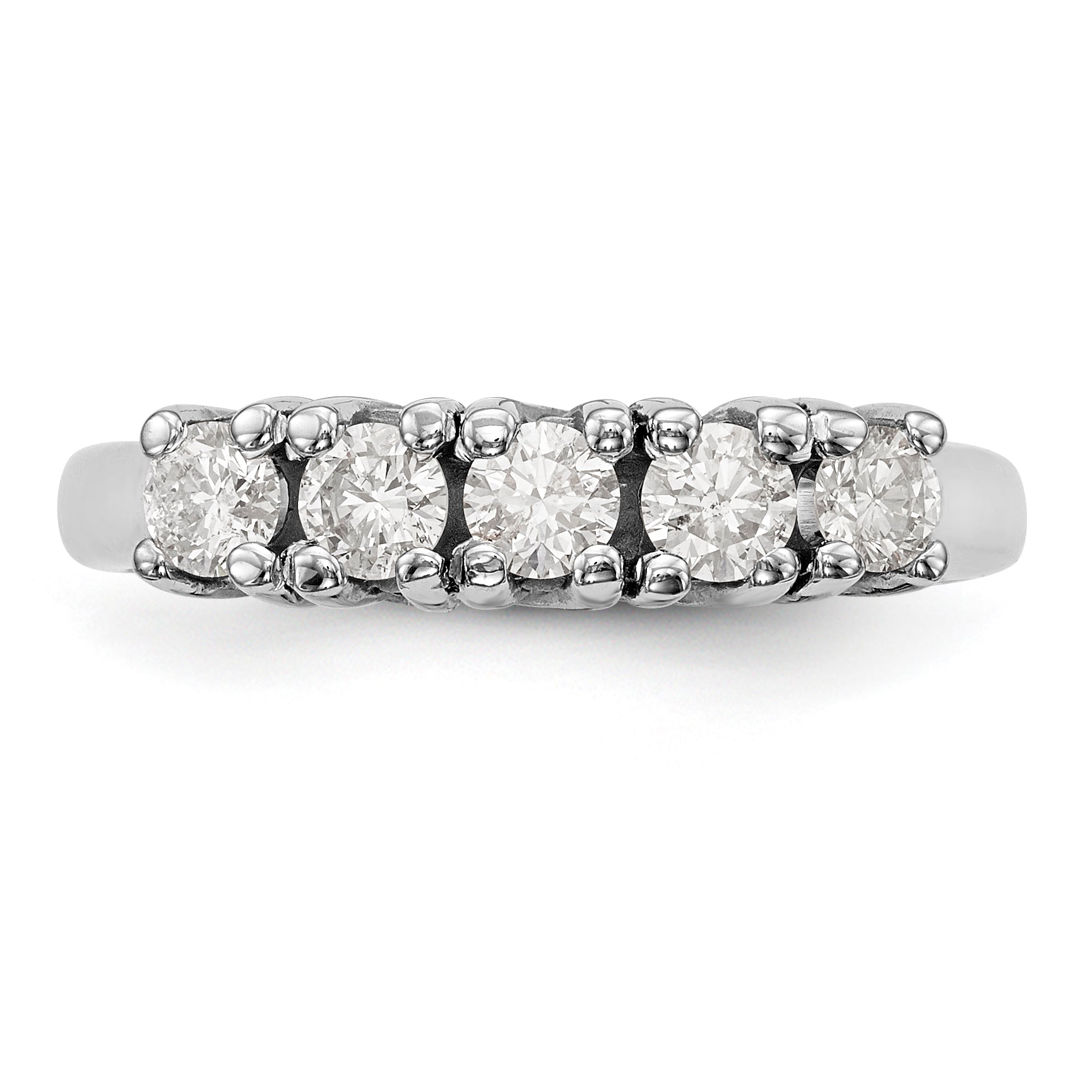 0.58ct. CZ Solid Real 14K White Gold 5-Stone Wedding Band Ring