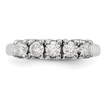 0.58ct. CZ Solid Real 14K White Gold 5-Stone Wedding Band Ring