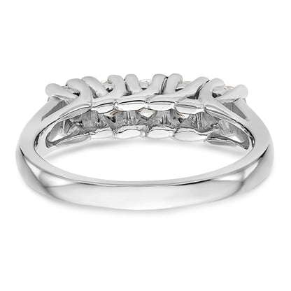 0.58ct. CZ Solid Real 14K White Gold 5-Stone Wedding Band Ring