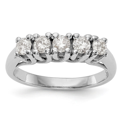 0.58ct. CZ Solid Real 14K White Gold 5-Stone Wedding Band Ring