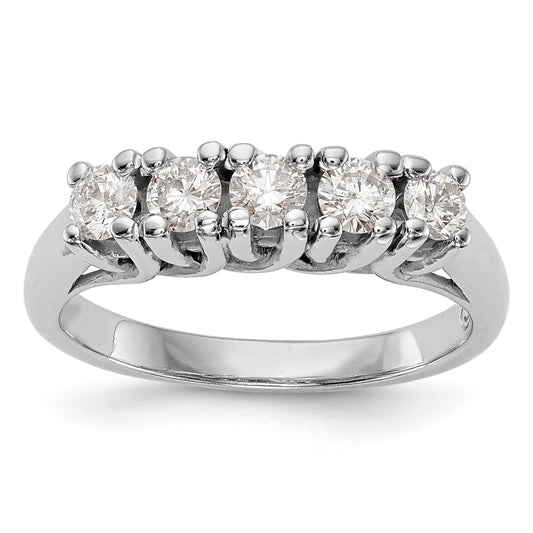 0.58ct. CZ Solid Real 14K White Gold 5-Stone Wedding Band Ring
