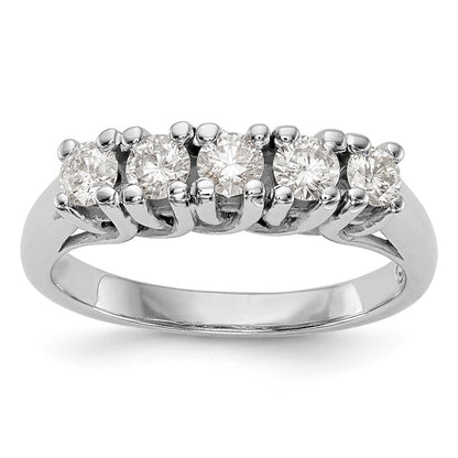 14K White Gold 5-Stone Real Diamond Band