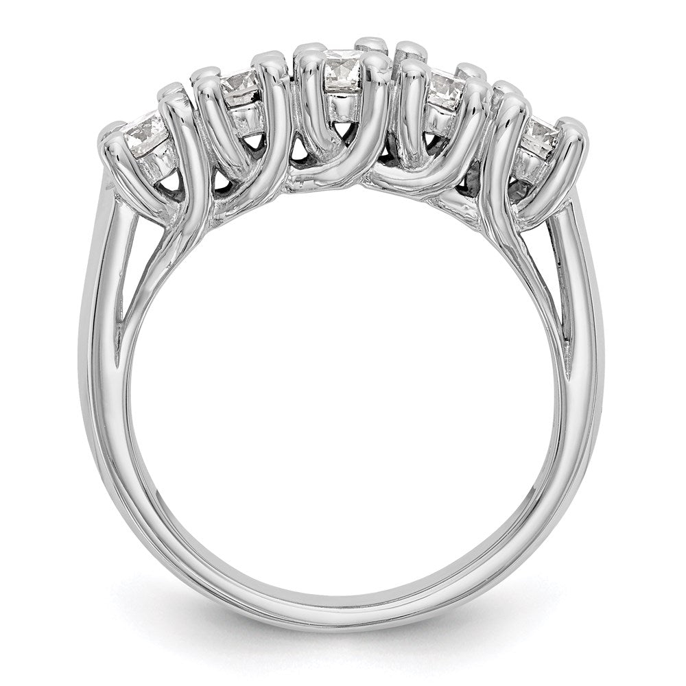 14K White Gold 5-Stone Real Diamond Band