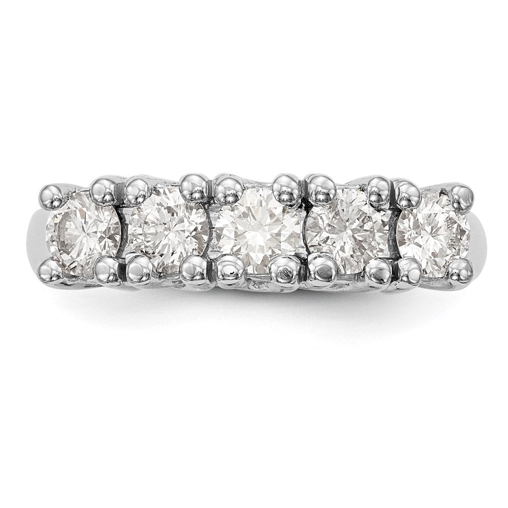 14K White Gold 5-Stone Real Diamond Band