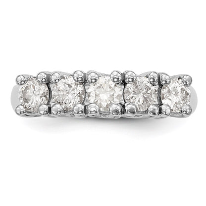 14K White Gold 5-Stone Real Diamond Band