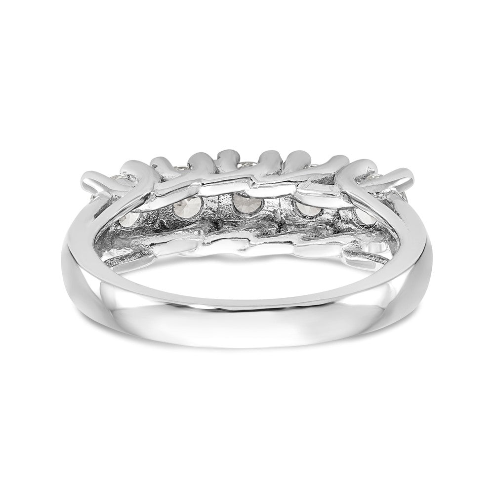 14K White Gold 5-Stone Real Diamond Band