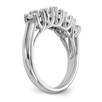 14K White Gold 5-Stone Real Diamond Band