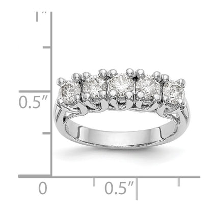 14K White Gold 5-Stone Real Diamond Band