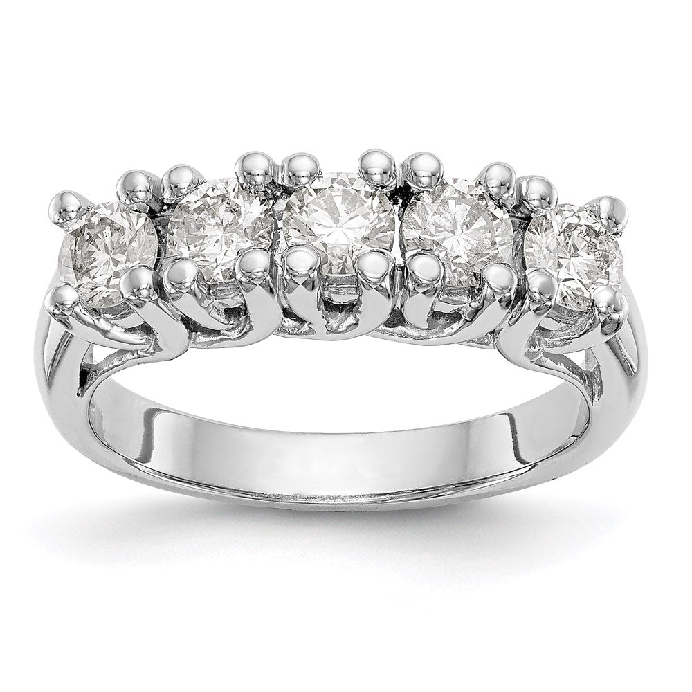 14K White Gold 5-Stone Real Diamond Band