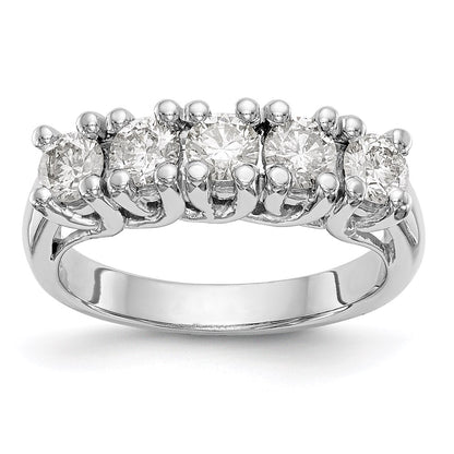 14K White Gold 5-Stone Real Diamond Band