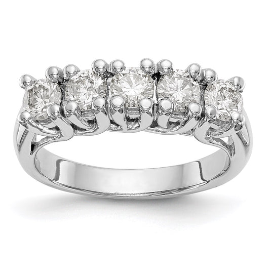 14K White Gold 5-Stone Real Diamond Band