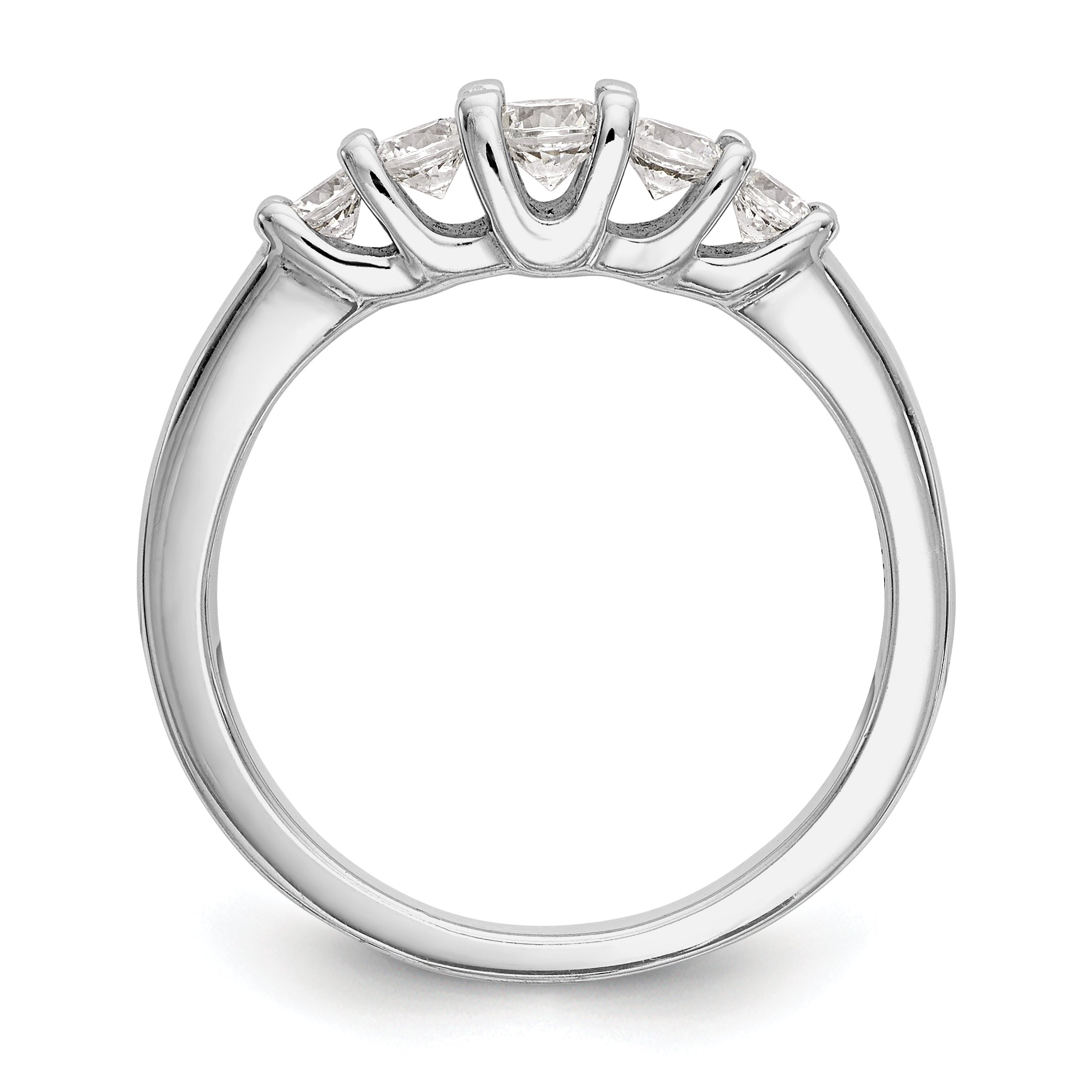 0.50ct. CZ Solid Real 14K White Gold 5-Stone Wedding Band Ring