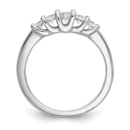 0.50ct. CZ Solid Real 14K White Gold 5-Stone Wedding Band Ring