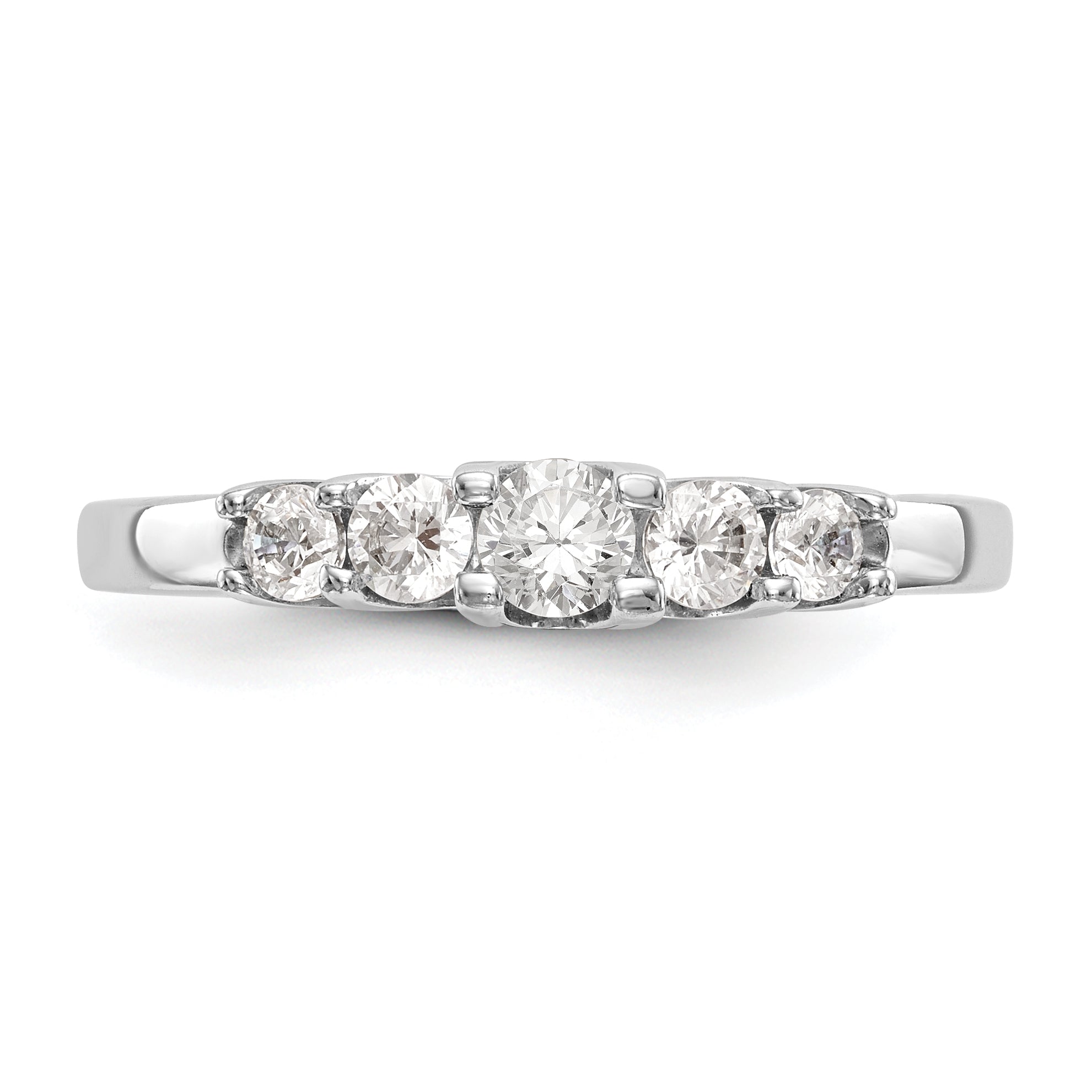 0.50ct. CZ Solid Real 14K White Gold 5-Stone Wedding Band Ring