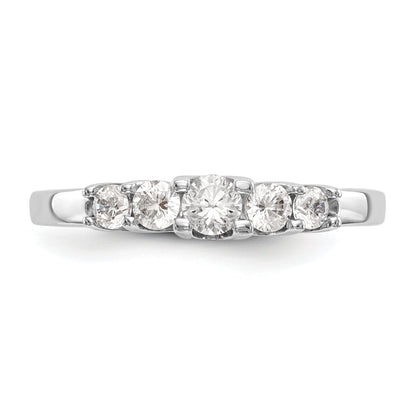0.50ct. CZ Solid Real 14K White Gold 5-Stone Wedding Band Ring