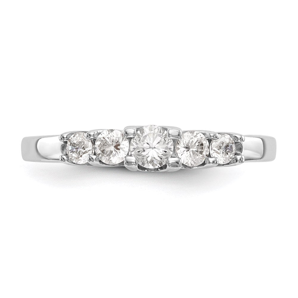 14K White Gold 5-Stone Real Diamond Band