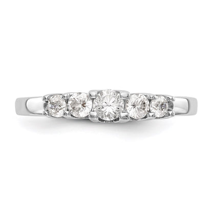 14K White Gold 5-Stone Real Diamond Band