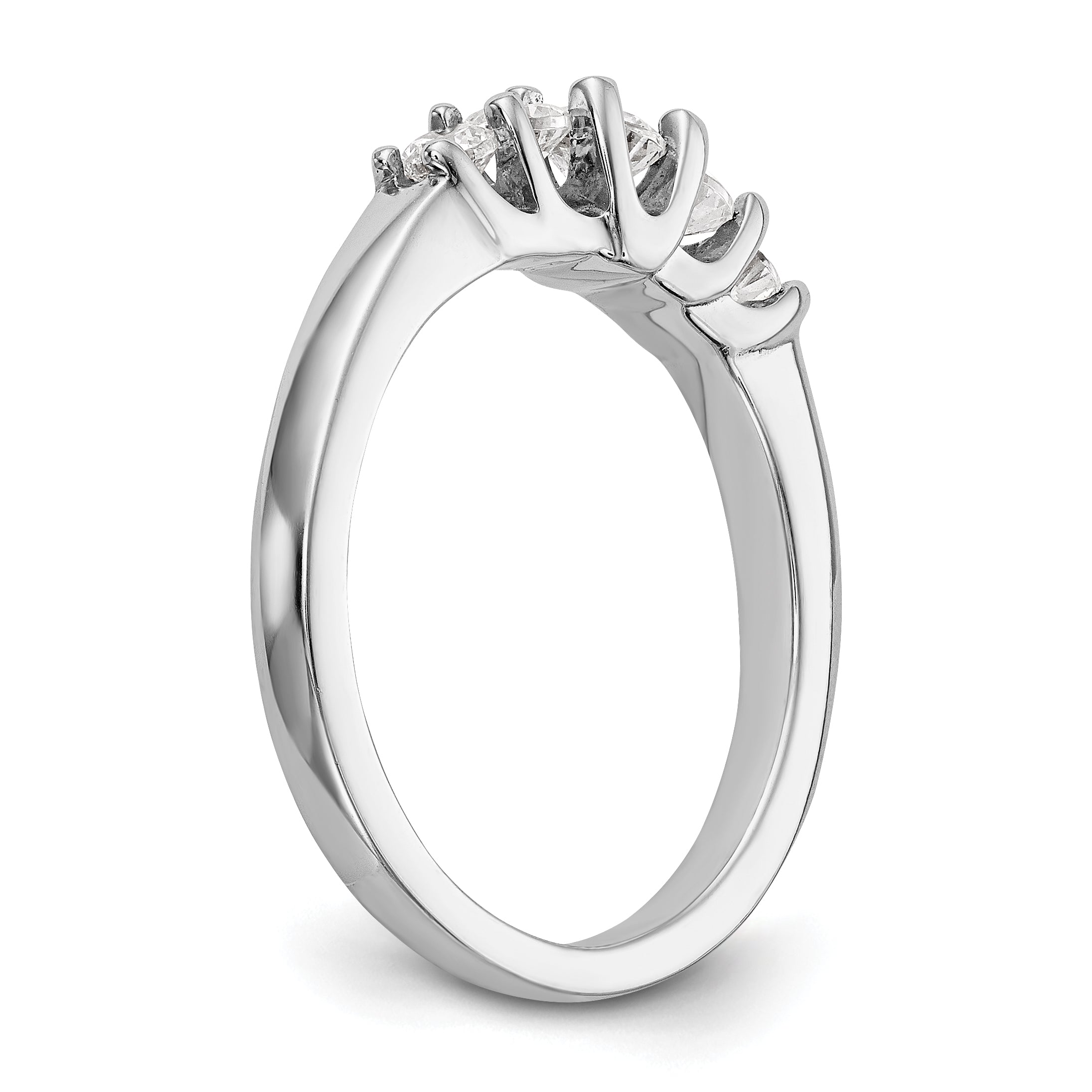 0.50ct. CZ Solid Real 14K White Gold 5-Stone Wedding Band Ring