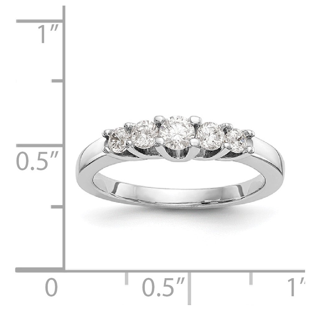 14K White Gold 5-Stone Real Diamond Band