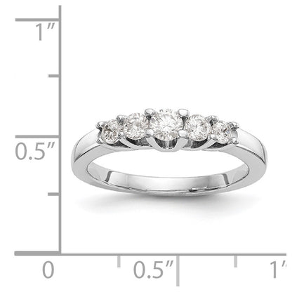 14K White Gold 5-Stone Real Diamond Band