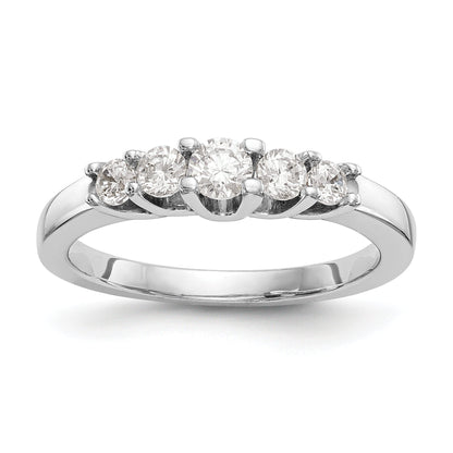 0.50ct. CZ Solid Real 14K White Gold 5-Stone Wedding Band Ring