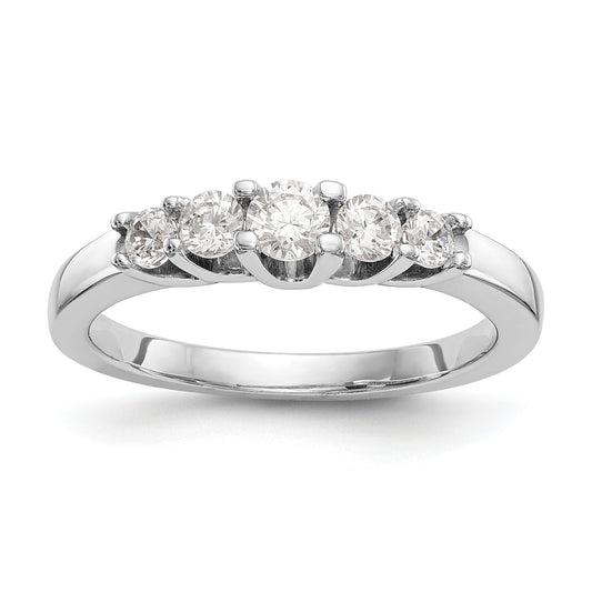 0.50ct. CZ Solid Real 14K White Gold 5-Stone Wedding Band Ring