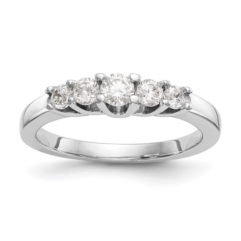 14K White Gold 5-Stone Real Diamond Band